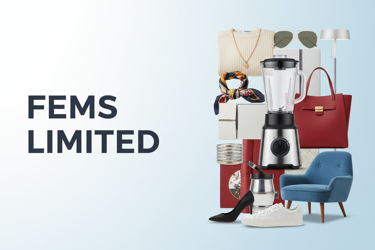 Remove the spacing the items should be together on the right and add the blender, FEMS LIMITED should be on the left 